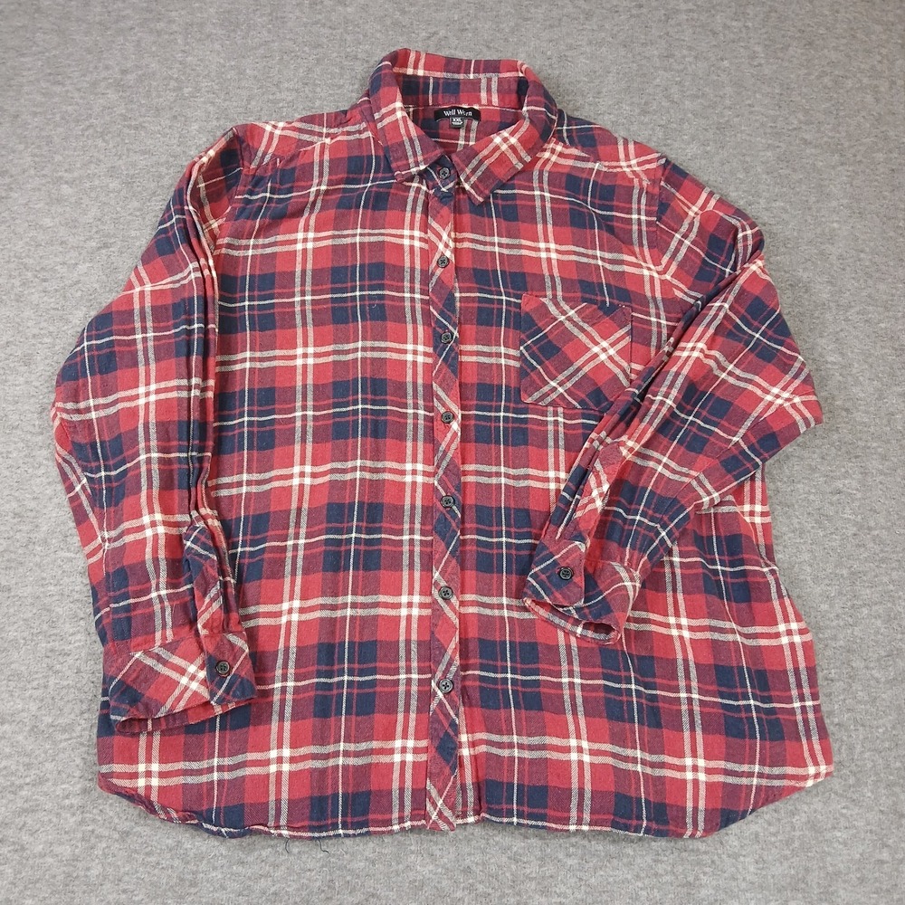 Well Worn‎ Men's Red Flannel Plaid Size XXL Long Sleeve Shirt